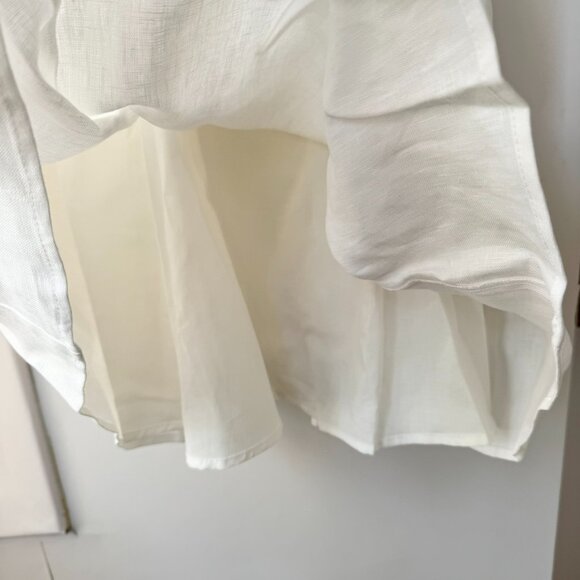 NWT Reformation Malvina Linen Puff-Sleeve Mini Dress White 10 - Picture 8 of 12